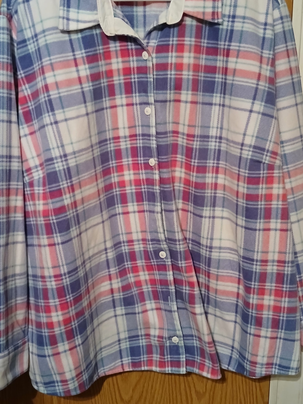 LEE Plaid Button-Up Womens Size 2XL Soft Flannel Shirt in Blue/ Pink Very Clean